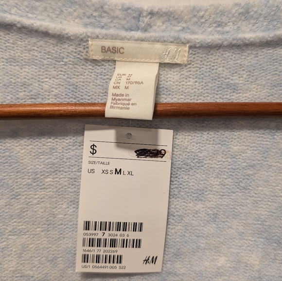 H&M women's blue burnout open front cardigan sweater size medium NEW! - Picture 6 of 9